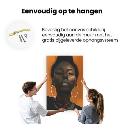 Canvas schilderij ophangen Zwarte Vrouw met Oorringen
