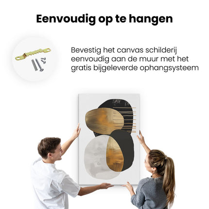Canvas schilderij ophangen Zwart, Goud en Wit