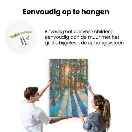 Canvas schilderij ophangen De Zon schijnt door de Bomen