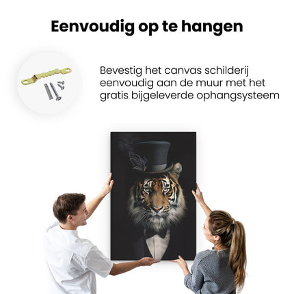 Canvas schilderij ophangen Tijger in Hoge Hoed