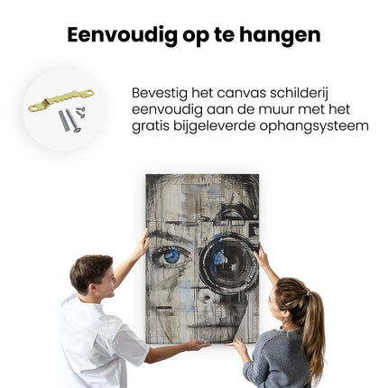Canvas schilderij ophangen Portret van een Vrouw met een Camera