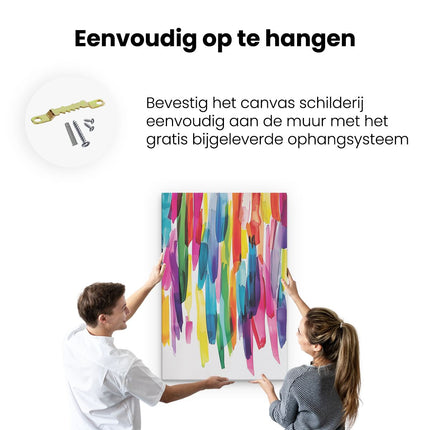 Canvas schilderij ophangen Kleurrijke Penseelstreken op een Witte Achtergrond