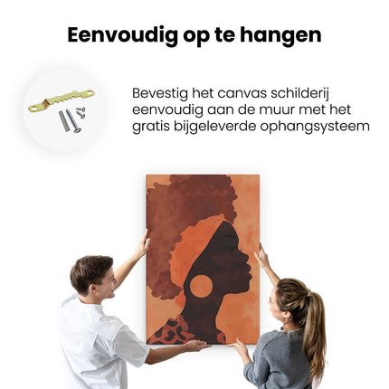 Canvas schilderij ophangen Silhouet van een Vrouw met een Afro