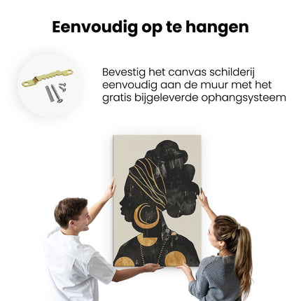 Canvas schilderij ophangen Silhouet van een Afrikaanse Vrouw