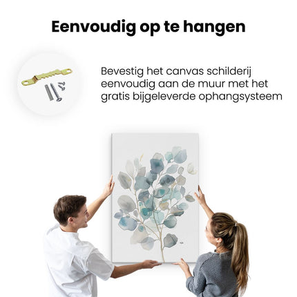 Canvas schilderij ophangen Aquarelkunstwerk van Eucalyptusbladeren
