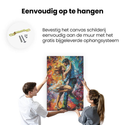 Canvas schilderij ophangen Kunstwerk van een Dansend Paar