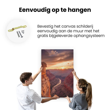 Canvas schilderij ophangen De Zon gaat onder boven de Grand Canyon