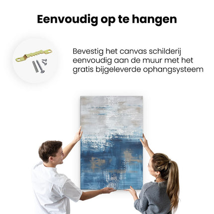 Canvas schilderij ophangen Abstract Kunstwerk van Blauw en Wit