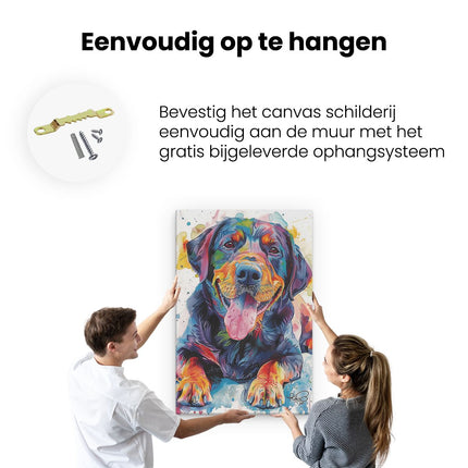 Canvas schilderij ophangen Kleurrijk Kunstwerk van een Rottweilerhond