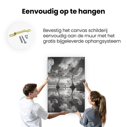 Canvas schilderij ophangen De Bomen Worden Weerspiegeld in het Water