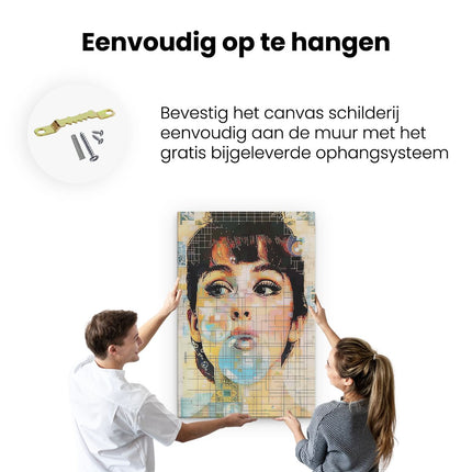 Canvas schilderij ophangen Het is een Kunstwerk van het Gezicht van een Vrouw