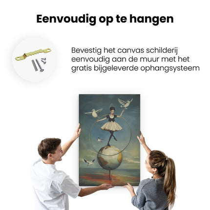 Canvas schilderij ophangen Meisje Balancerend op een Hoelahoep