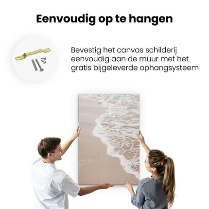 Canvas schilderij ophangen Strand met Golven en Zand