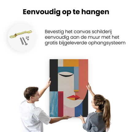 Canvas schilderij ophangen Vrouwengezicht met Verschillende Kleuren