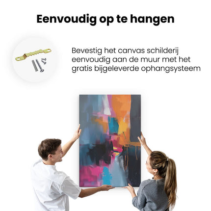 Canvas schilderij ophangen Abstract Kunstwerk met Heldere Kleuren