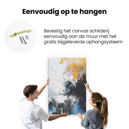 Canvas schilderij ophangen Abstract Kunstwerk met Zwarte, Gele en Oranje Kleuren