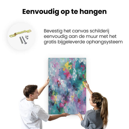 Canvas schilderij ophangen Abstract Kunstwerk van Kleurrijke Bloemen