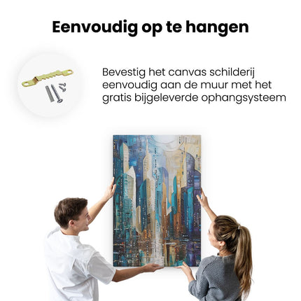 Canvas schilderij ophangen Abstract Kunstwerk van de Skyline van een Stad