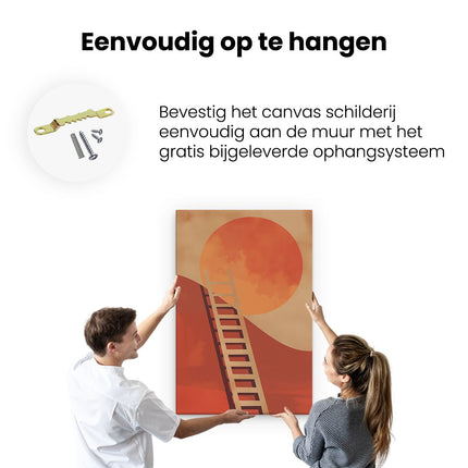 Canvas schilderij ophangen Ladder naar de Top van een Heuvel