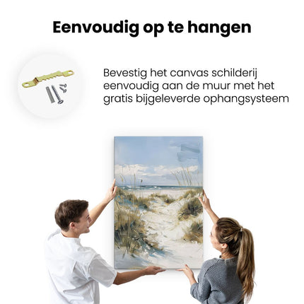 Canvas schilderij ophangen Kunstwerk van een Strand met Zandduinen