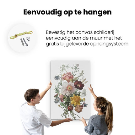 Canvas schilderij ophangen Boeket Bloemen in een Vaas