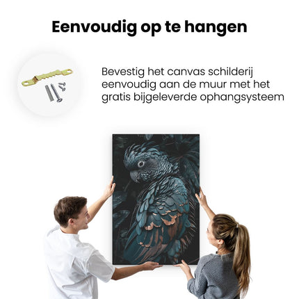Canvas schilderij ophangen Blauwe Papegaai Zat op een Tak