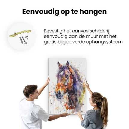 Canvas schilderij ophangen Aquarelkunstwerk van een Paard