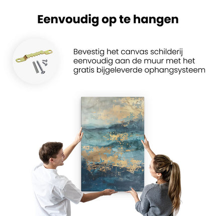 Canvas schilderij ophangen Abstract Kunstwerk van Blauw en Goud