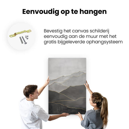 Canvas schilderij ophangen Zwart en Goud Kunstwerk van Bergen