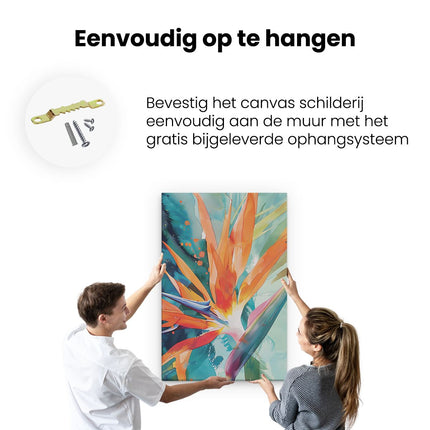 Canvas schilderij ophangen Kunstwerk van een Paradijsvogelbloem