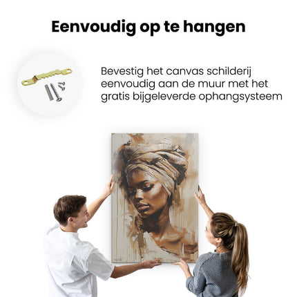 Canvas schilderij ophangen Vrouw die een Tulband Draagt