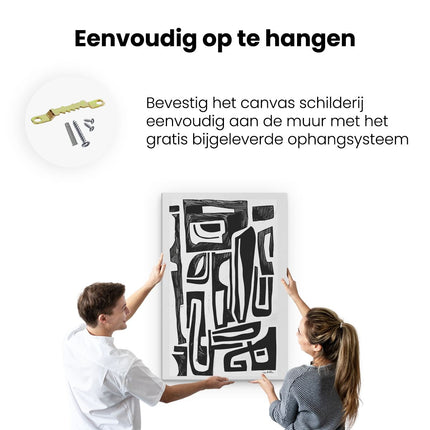 Canvas schilderij ophangen Abstracte Zwart Wit Tekening