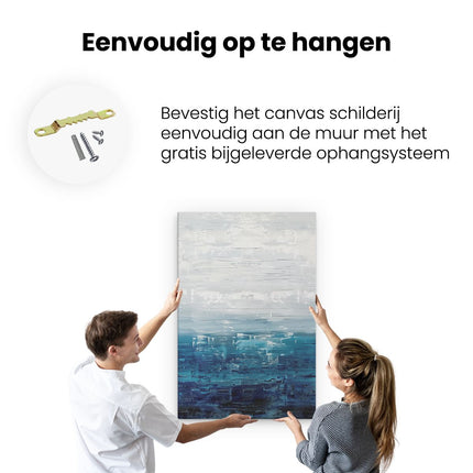 Canvas schilderij ophangen Abstract Kunstwerk van een Blauwe en Witte Oceaan