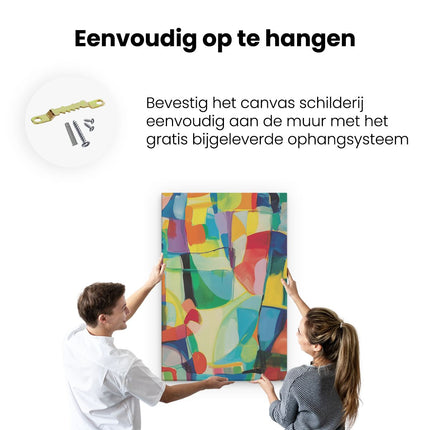 Canvas schilderij ophangen Abstract Kunstwerk met Kleurrijke Vormen