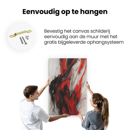 Canvas schilderij ophangen Zwart en Rood Abstract Kunstwerk