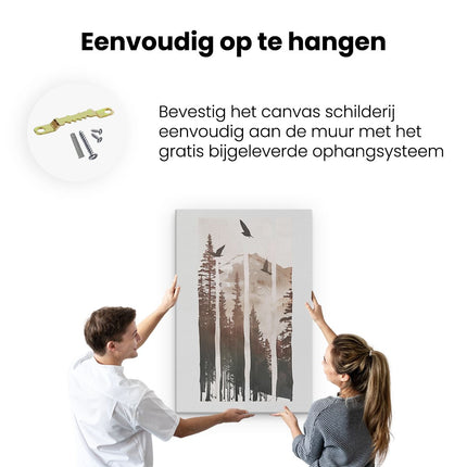 Canvas schilderij ophangen Kraaien die over een Bos Vliegen