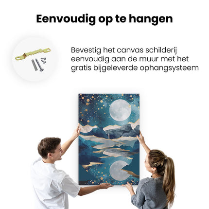 Canvas schilderij ophangen De Maan Wordt Weerspiegeld in het Water