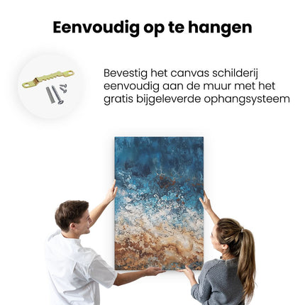 Canvas schilderij ophangen Abstract Kunstwerk van een Blauwe en Bruine Oceaan