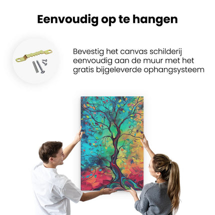 Canvas schilderij ophangen Kleurrijk Kunstwerk van een Boom