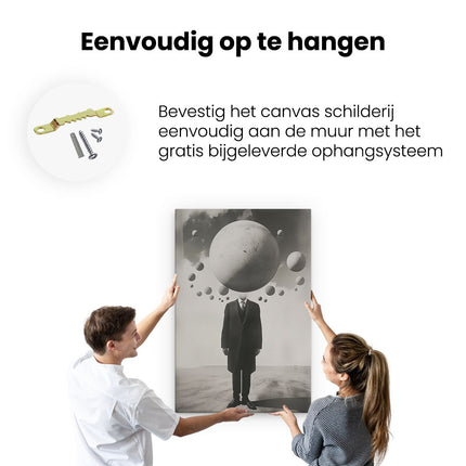 Canvas schilderij ophangen Man in een Pak met veel Bollen op zijn Hoofd