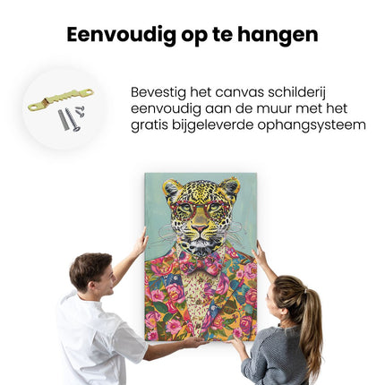 Canvas schilderij ophangen Luipaard in een Pak