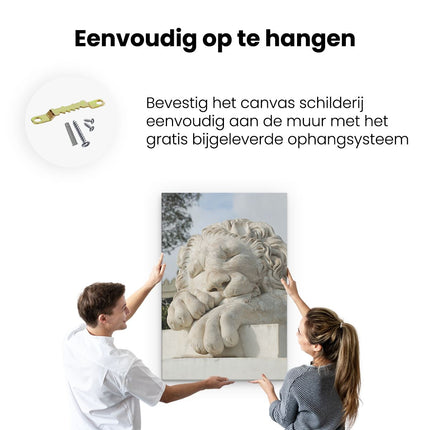 Canvas schilderij ophangen Slapende Leeuw van Marmer