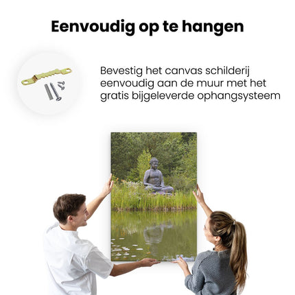 Canvas schilderij ophangen Boeddha met Spiegeling