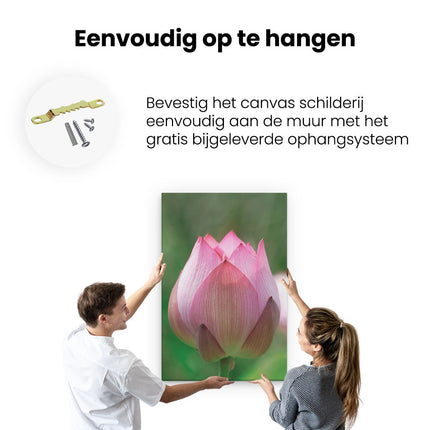 Canvas schilderij ophangen Roze Lotusbloem