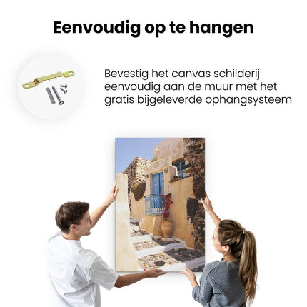 Canvas schilderij ophangen Grieks Straatje