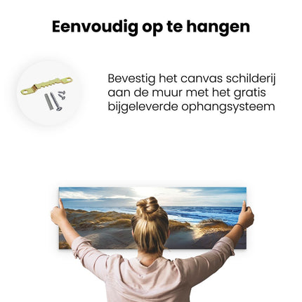 Canvas Schilderij Ophangen Schilderij Rode Schuur met Bergen op de Achtergrond