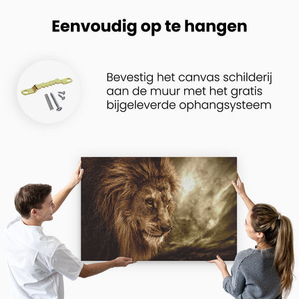 Canvas schilderij ophangen Leeuw - Leeuwenkop