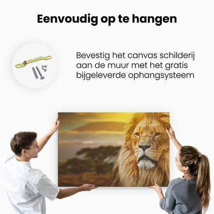 Canvas schilderij ophangen Leeuw - Leeuwenkop