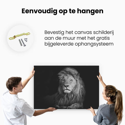 Canvas schilderij ophangen Leeuw - Leeuwenkop