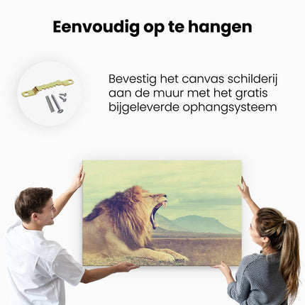 Canvas schilderij ophangen Brullende Leeuw